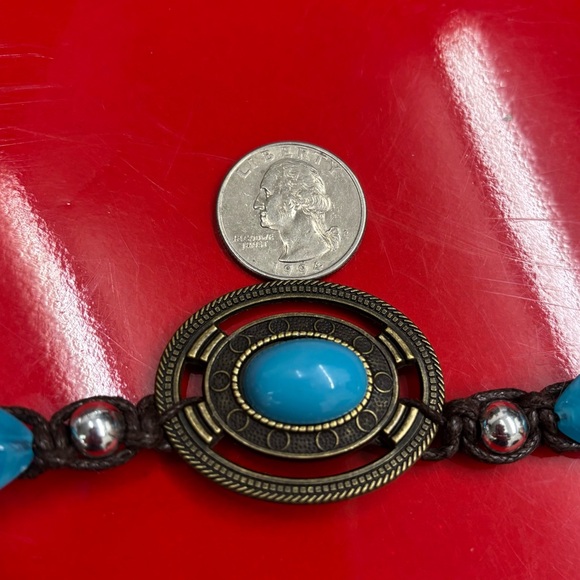 Vintage turquoise tie belt, 50" long - Picture 7 of 8